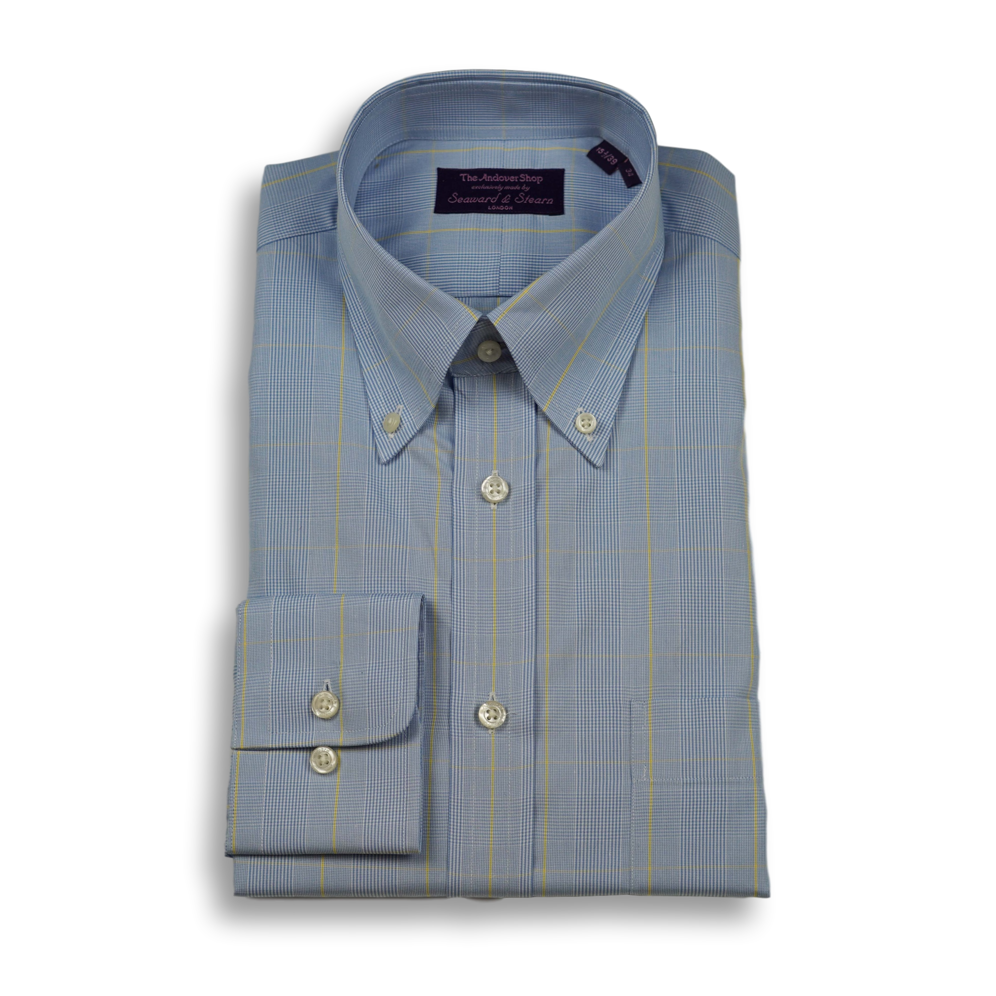 Blue Prince of Wales with Yellow Windowpane Button Down