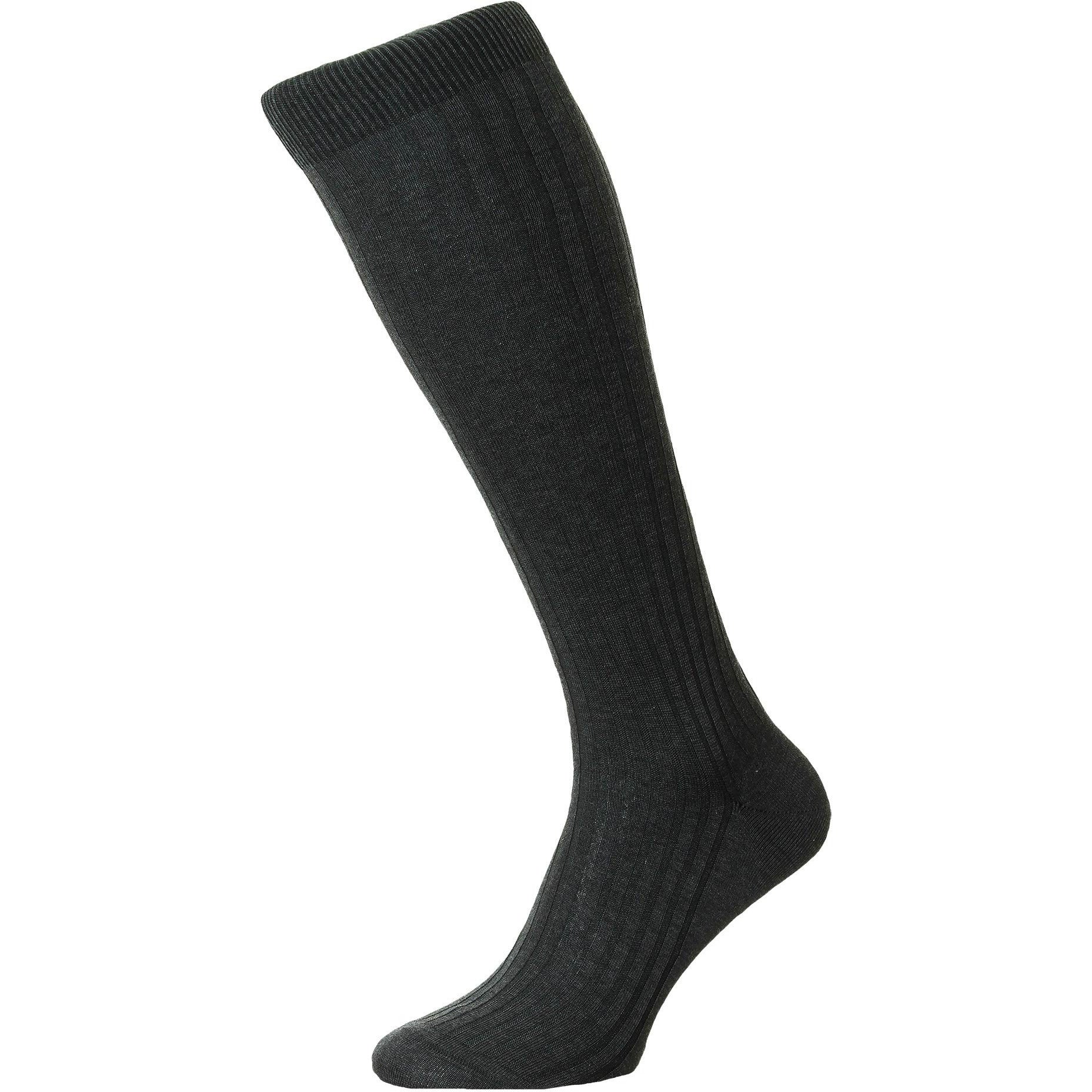 Danvers 5x3 Rib Cotton Lisle Over the Calf Dress Socks