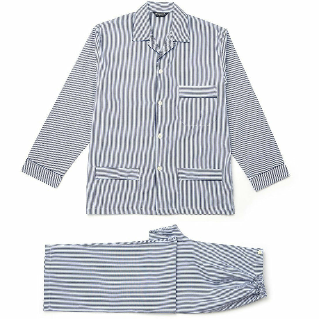 Blue and White Stripe Cotton European Pyjamas