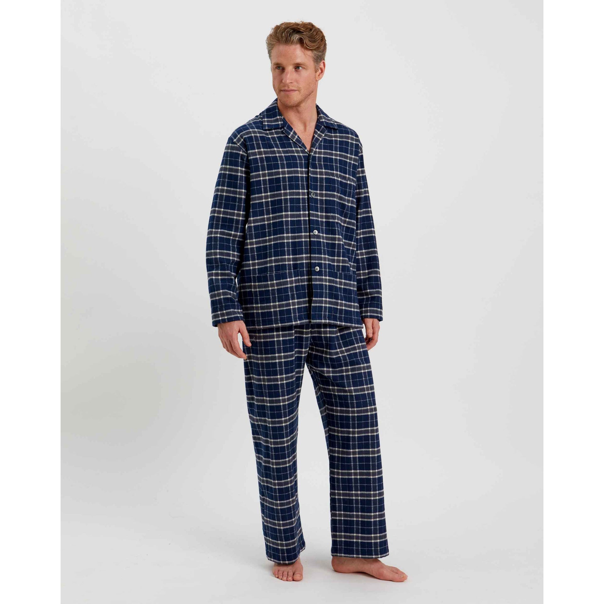 Men’s Brushed Cotton Flannel Pyjamas Shepton Small