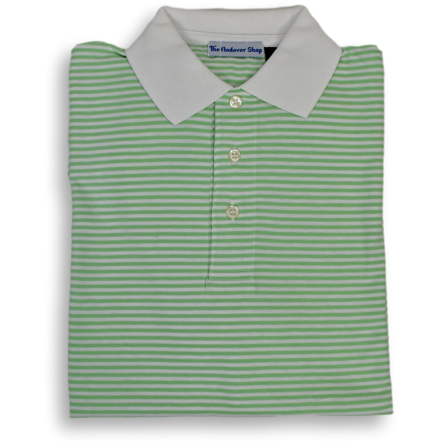 Striped Jersey Polo with Contrast Collar New Lime White