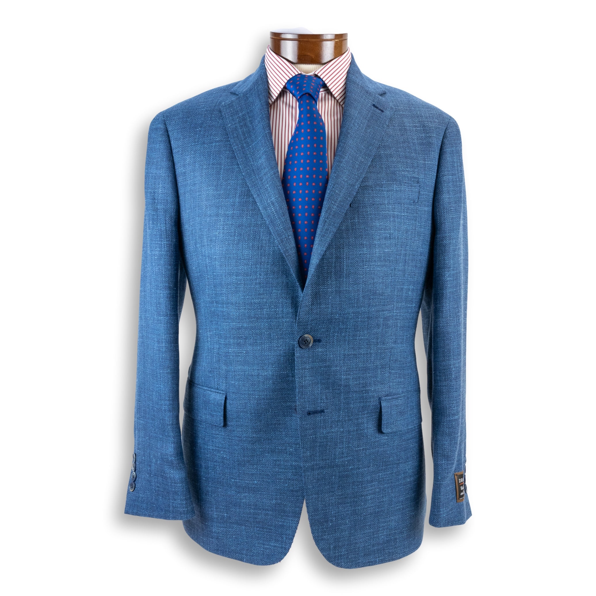 Sea Blue Wool, Silk, and Linen Drago Lanificio in Biella Sport Coat