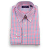 Pink and Blue Gingham Check Button Down Dress Shirt