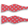 Red with Blue and White Circle Patterned Silk Bow Tie