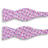 Pink, Light Blue, and White Abstract Square Patterned Silk Bow Tie