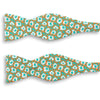 Orange, Teal, and White Abstract Square Patterned Silk Bow Tie