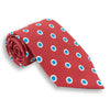 Red with Blue and White Circle Patterned Silk Tie
