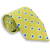 Green with Blue and White Circle Patterned Silk Tie