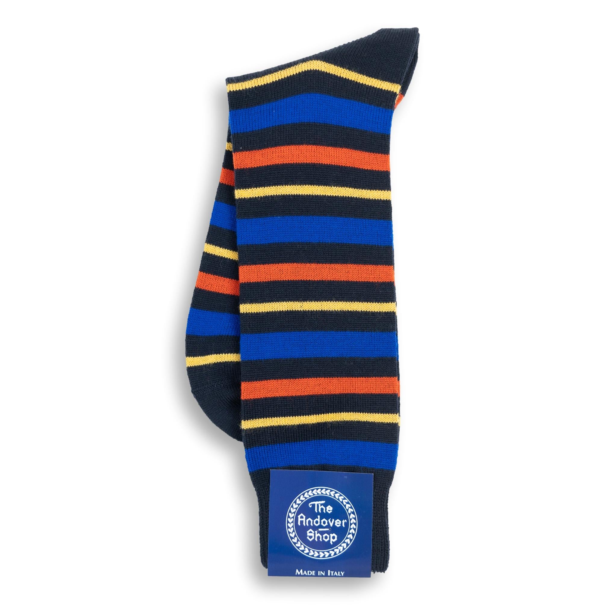 Mid-Calf Multi Stripe Wool Dress Socks