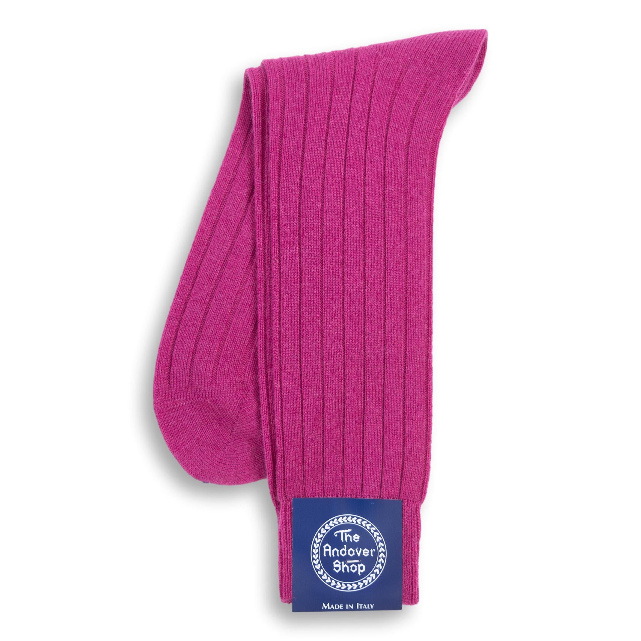 Mid-Calf Pure Cashmere Ribbed Dress Sock