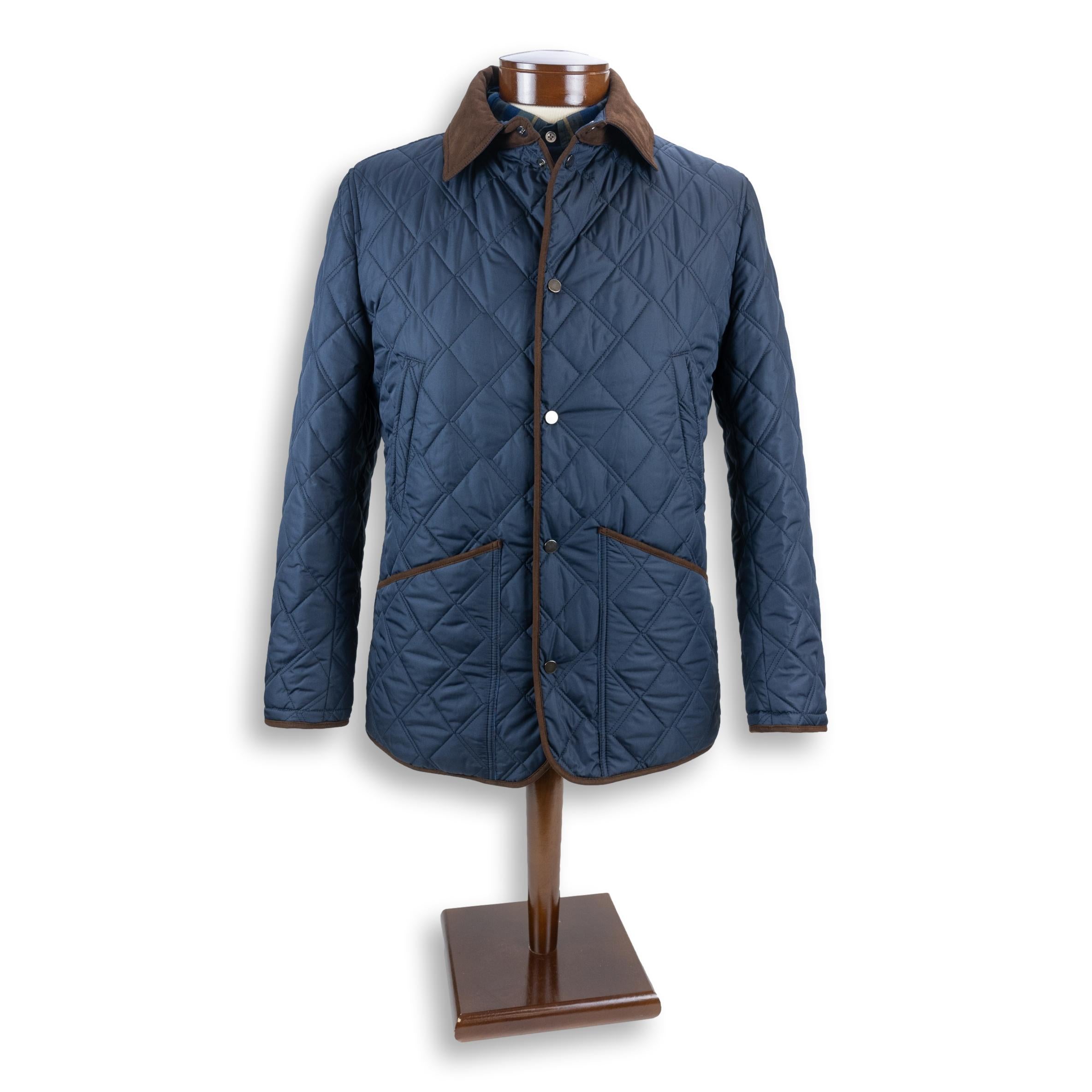 Navy Quilted Waterville Jacket with Alcantara Trim – The Andover Shop