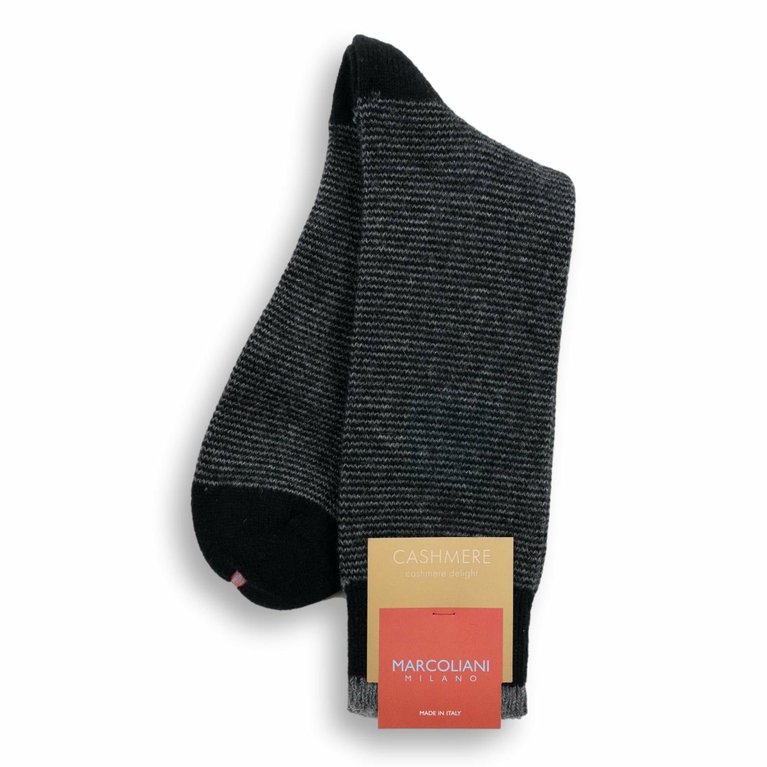 Micro Stripe Cashmere Mid-Calf Dress Socks