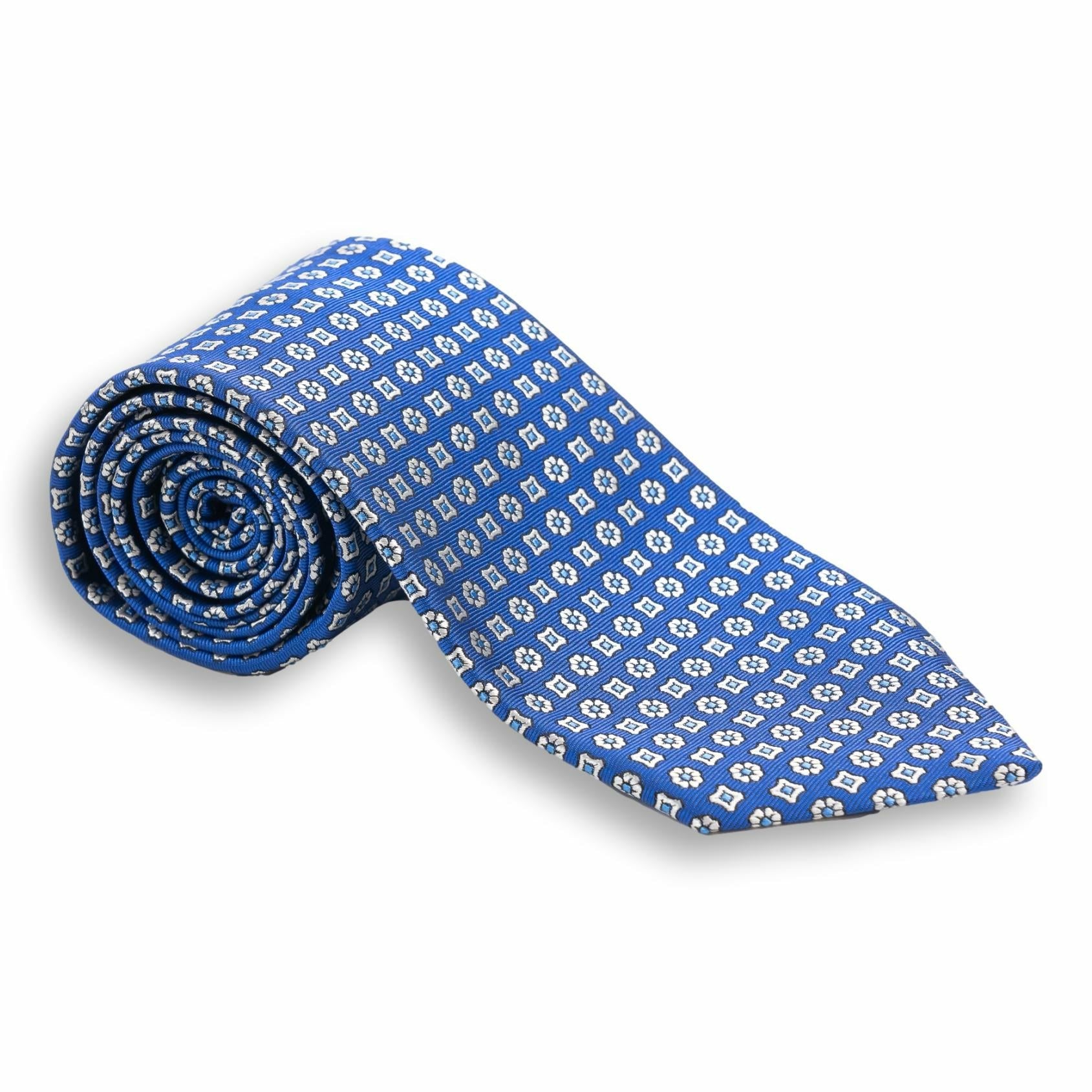 Flower and Abstract Square Woven Silk Tie