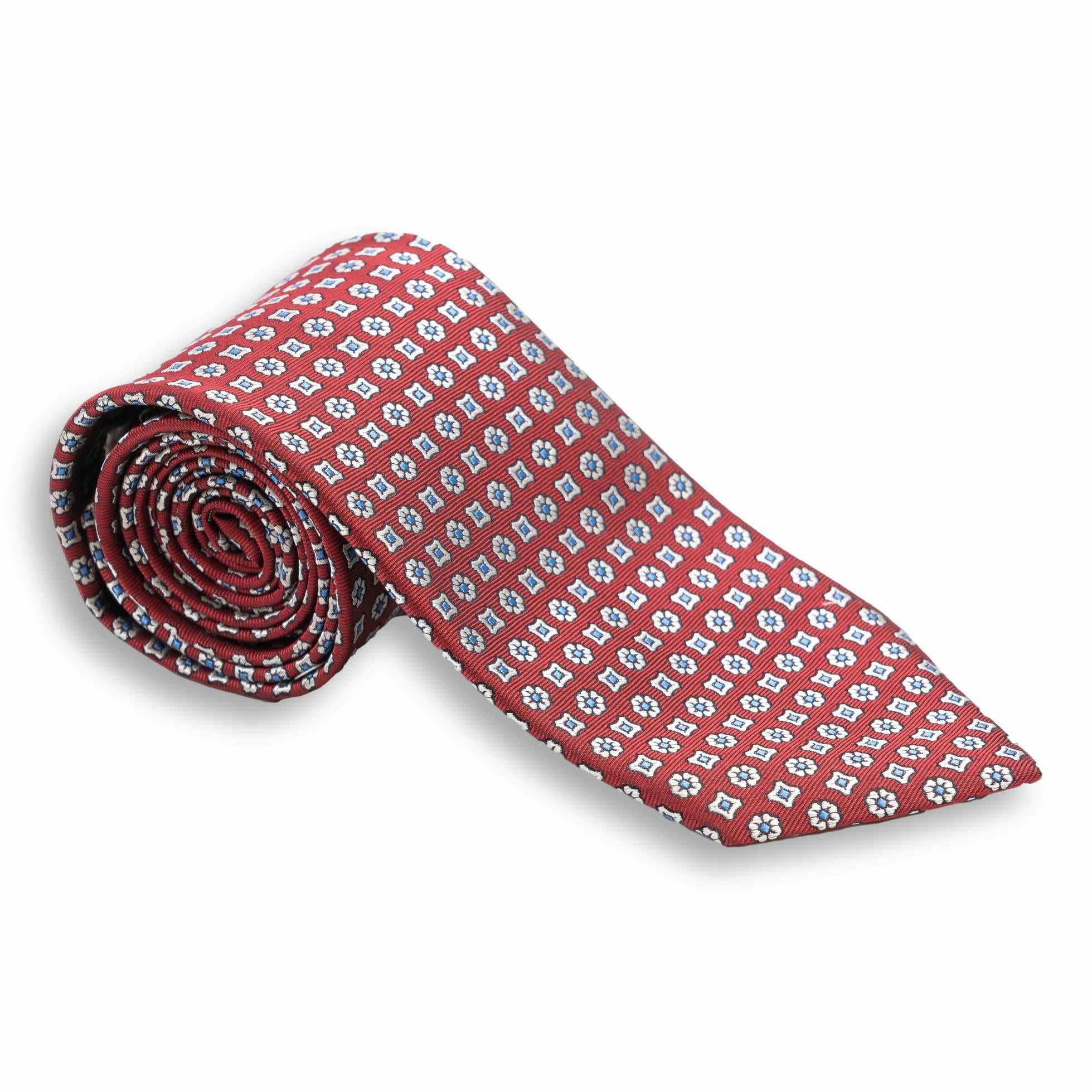Flower and Abstract Square Woven Silk Tie