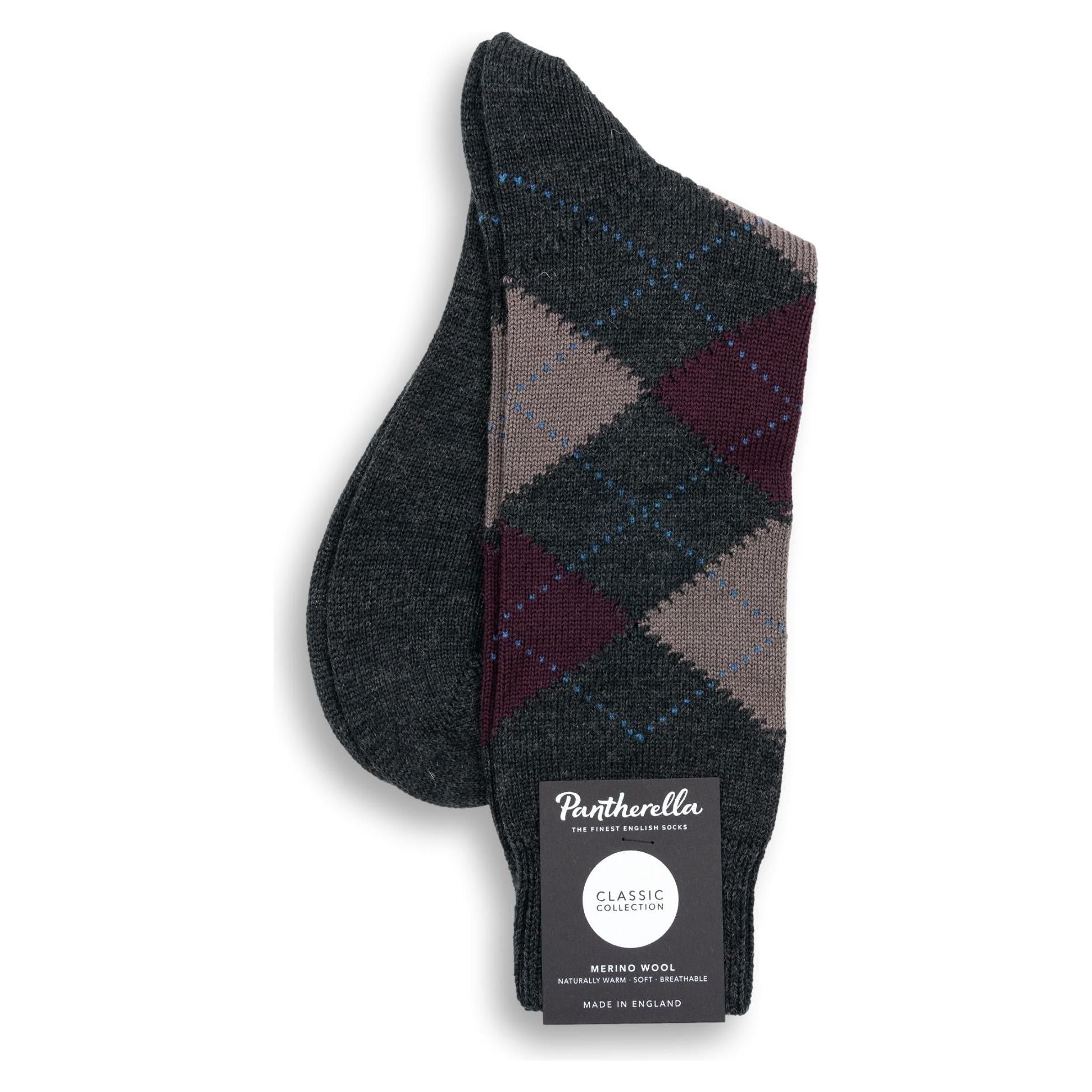 Racton Merino Wool Argyle Dress Socks
