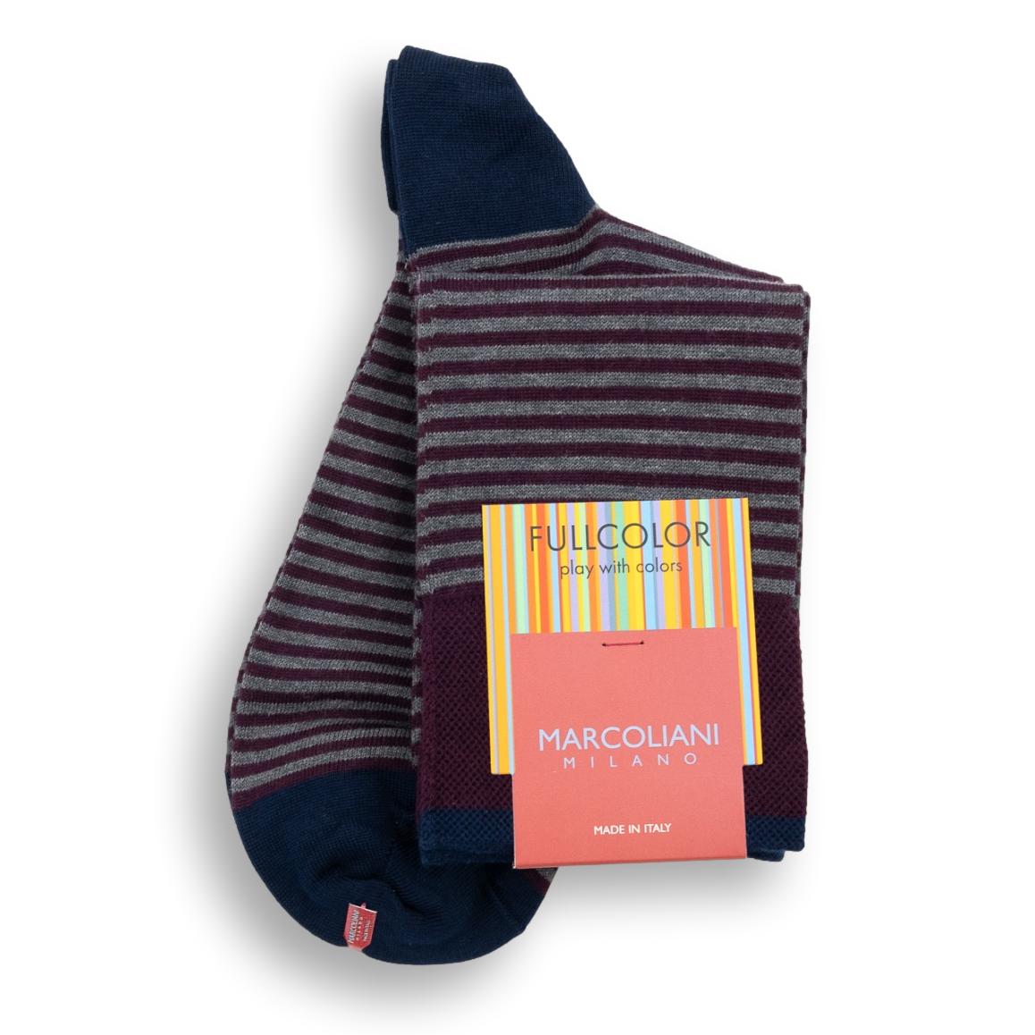 Pima Cotton Palio Stripe Over the Calf Dress Socks