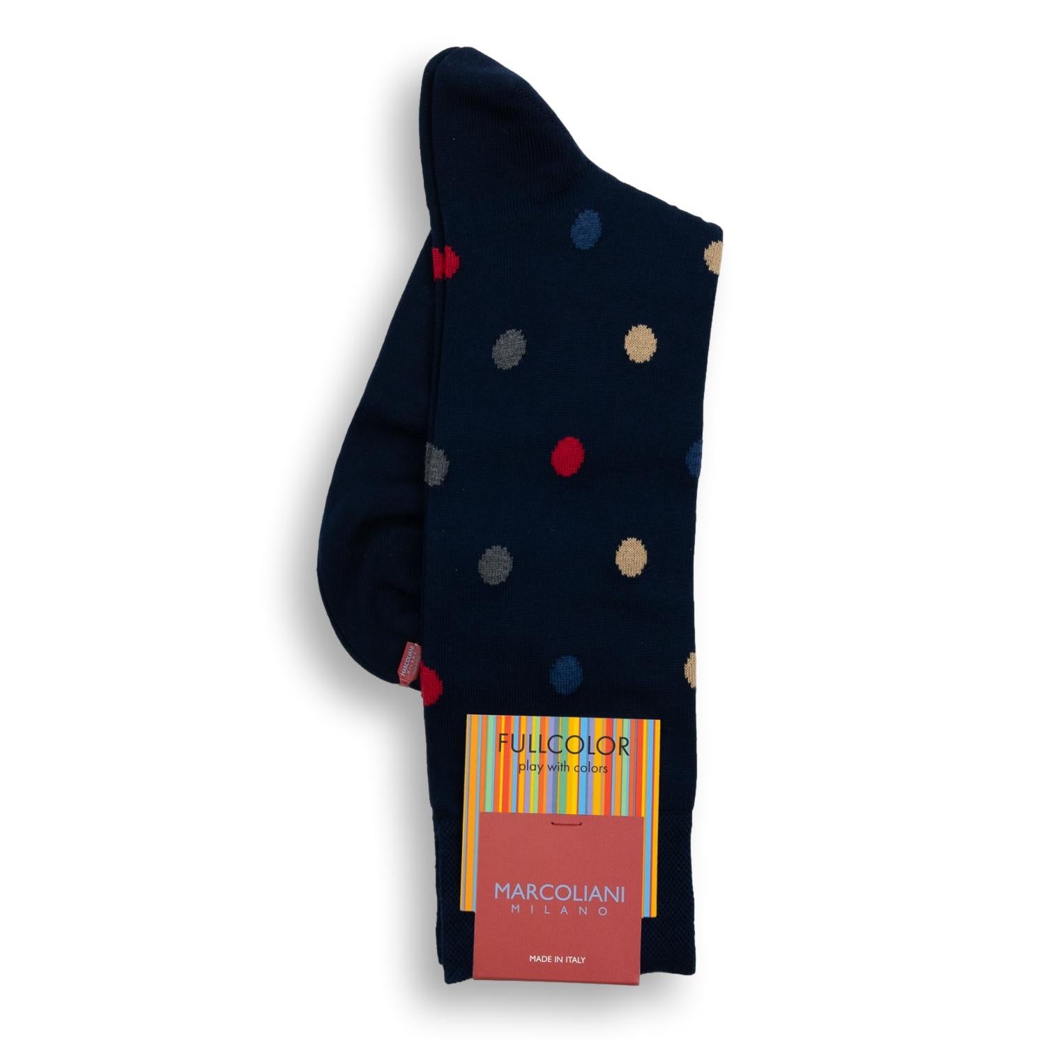Pima Cotton Multicolor Dot Mid-Calf Dress Socks