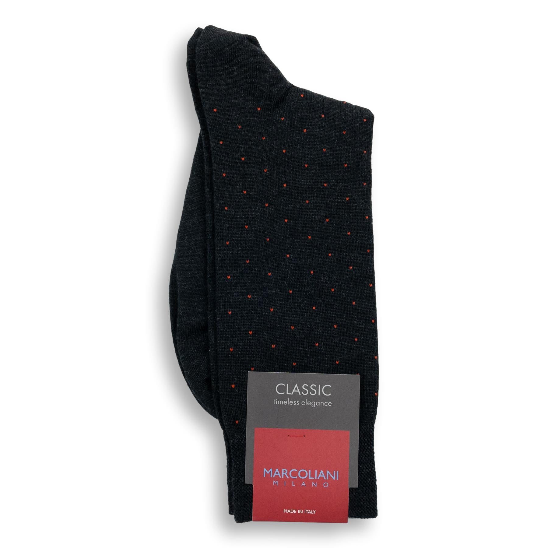 Extrafine Merino Wool Pin Dot Mid-Calf Dress Socks