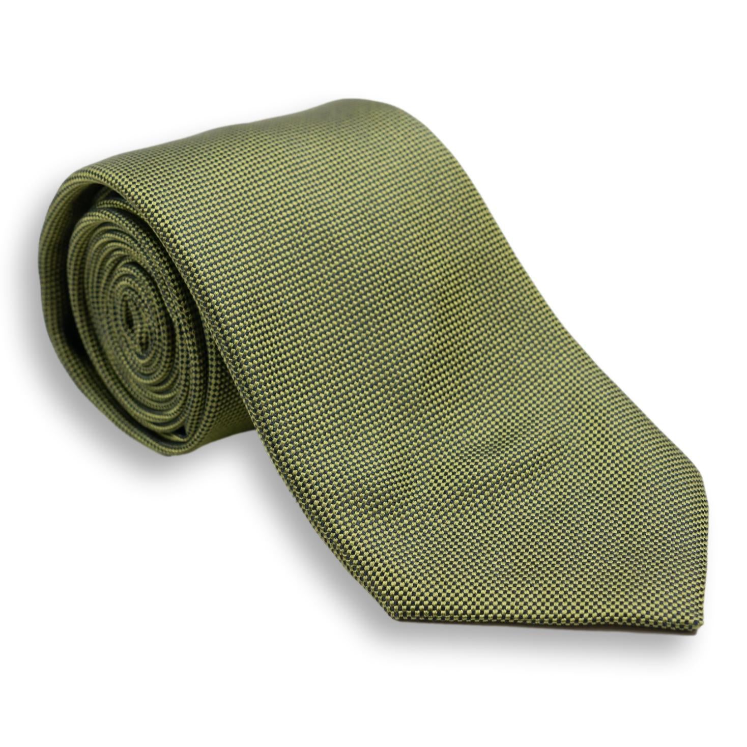 Iridescent Basket Weave Silk Tie - Olive