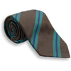 Brown with Forest and Navy Repp Stripe Silk Tie