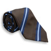 Brown with Navy and Steel Blue Repp Stripe Silk Tie