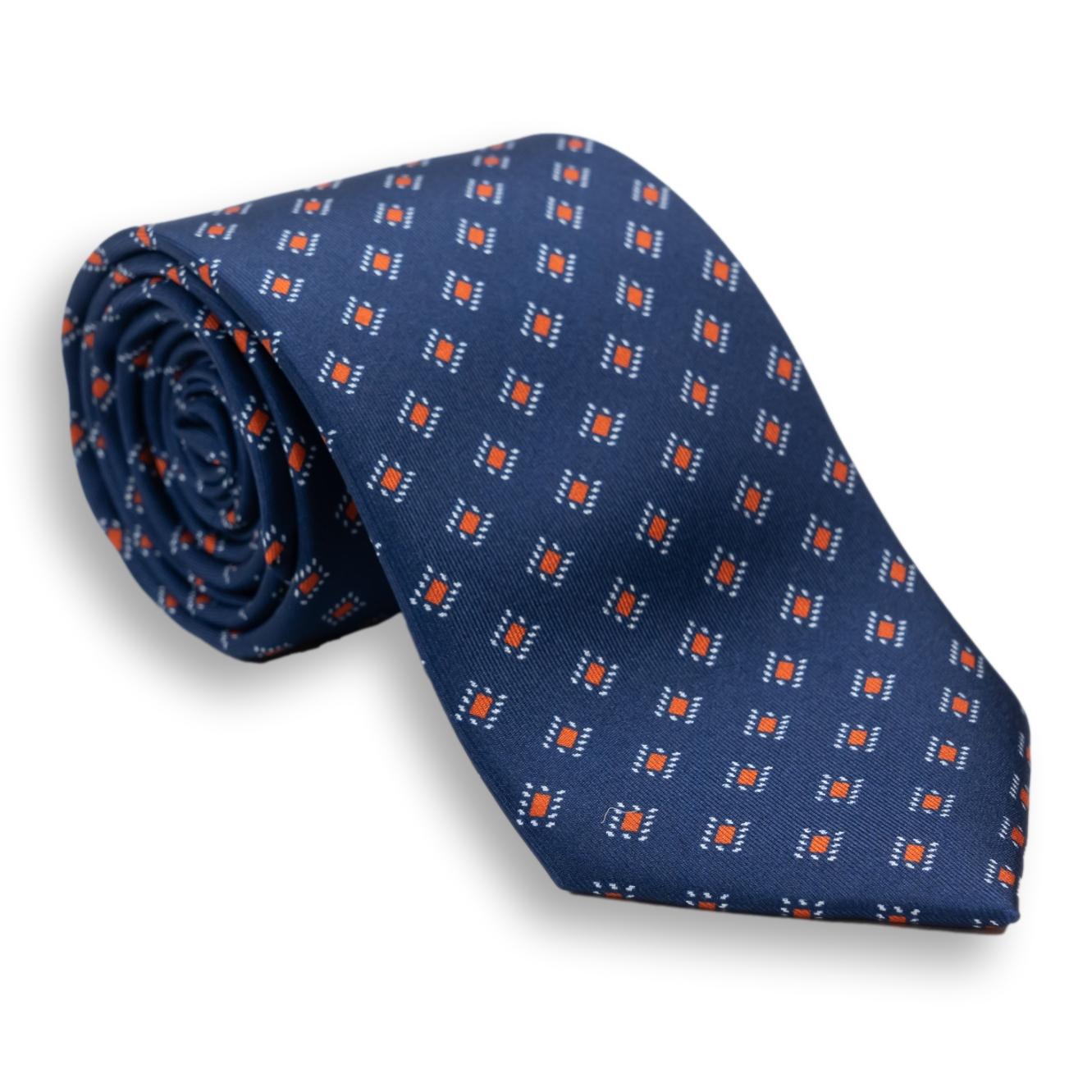 Diamond Motif Silk Print Tie