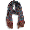 Paisley Patterned Wool and Silk Blend Scarf
