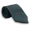 Green with Multicolored Paisley Motif Silk Tie