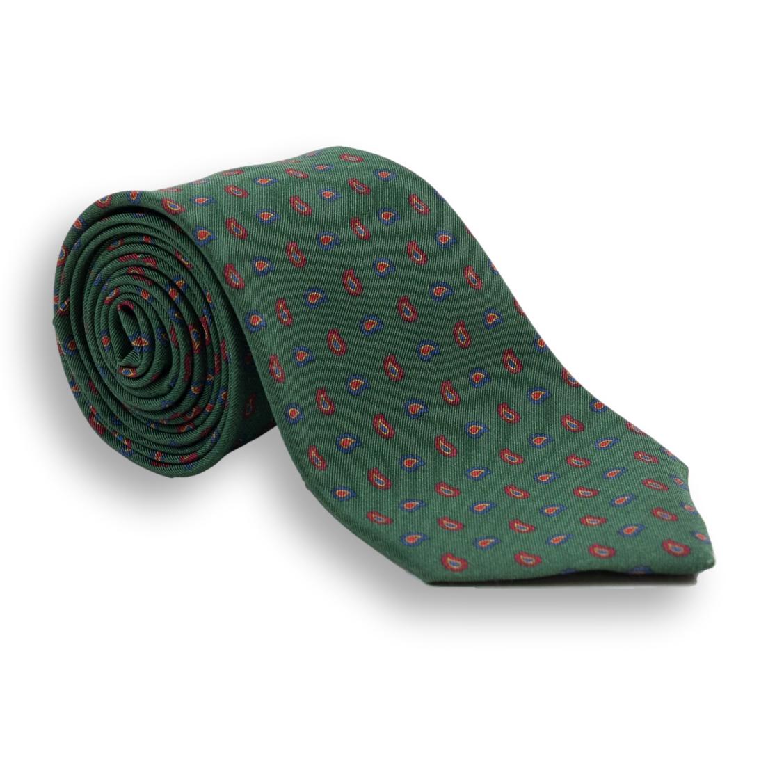 Forest Green with Multicolored Paisley Irish Poplin Tie – The Andover Shop