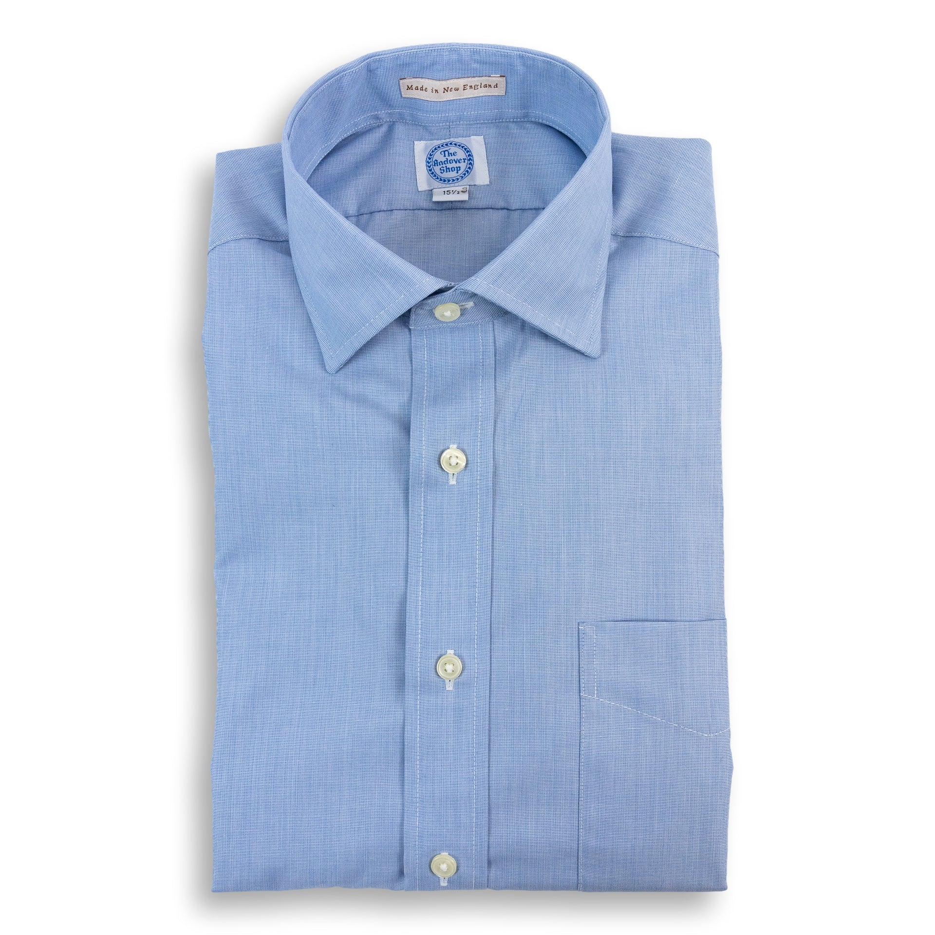 Blue End-on-End Trim Fit Spread Collar Dress Shirt The Andover Shop Blue End-on-End Trim Fit Spread Collar Dress Shirt The Andover Shop