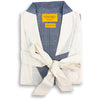 Chambray Blue and White Block Stripe Madras Belted Robe