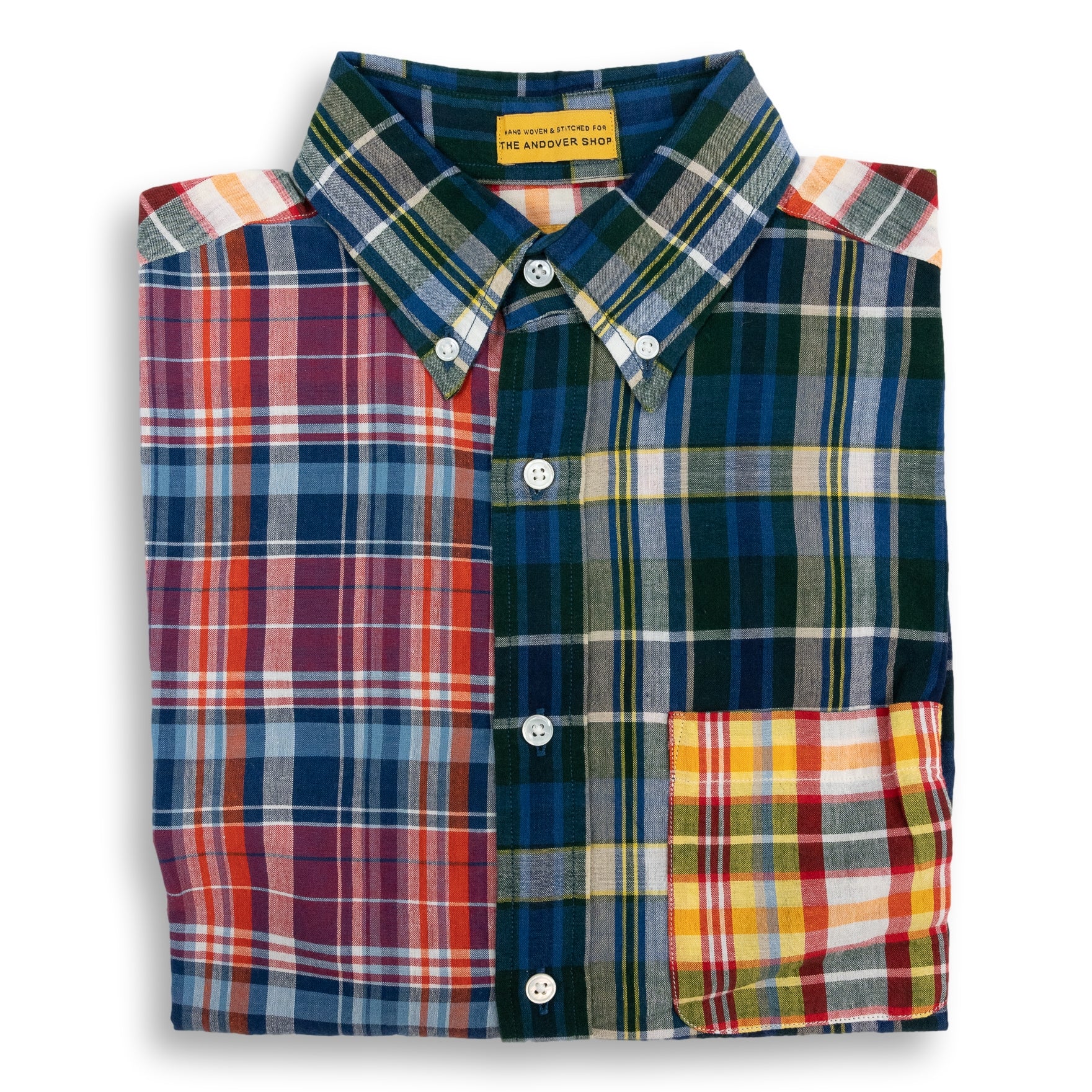 Patchwork Plaid Button Down Madras Sport Shirt