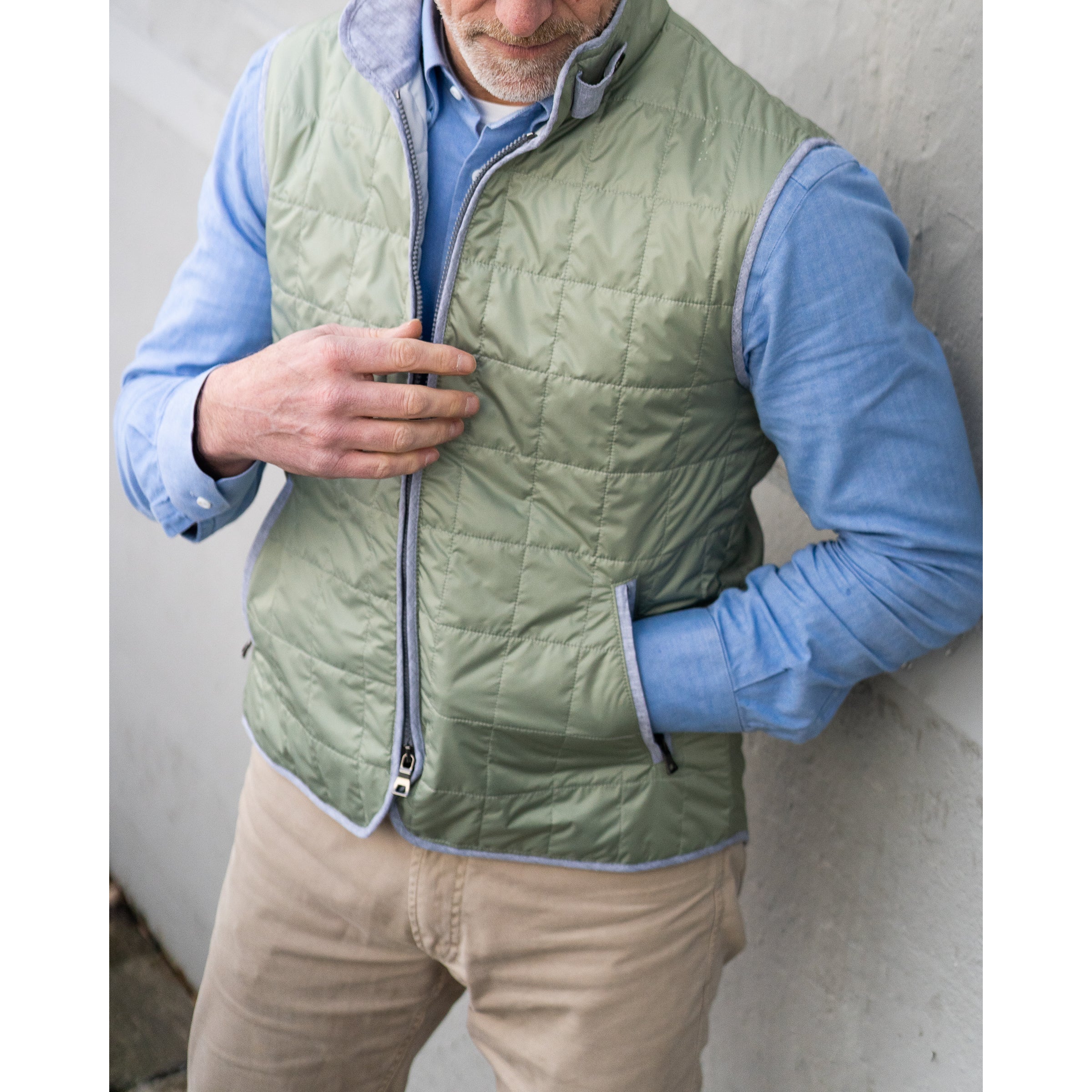 Sage Green Waterville Theo Quilted Vest