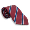 Crimson with Navy and White Repp Stripe Silk Tie