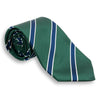 Forest Green with Navy and White Repp Stripe Silk Tie