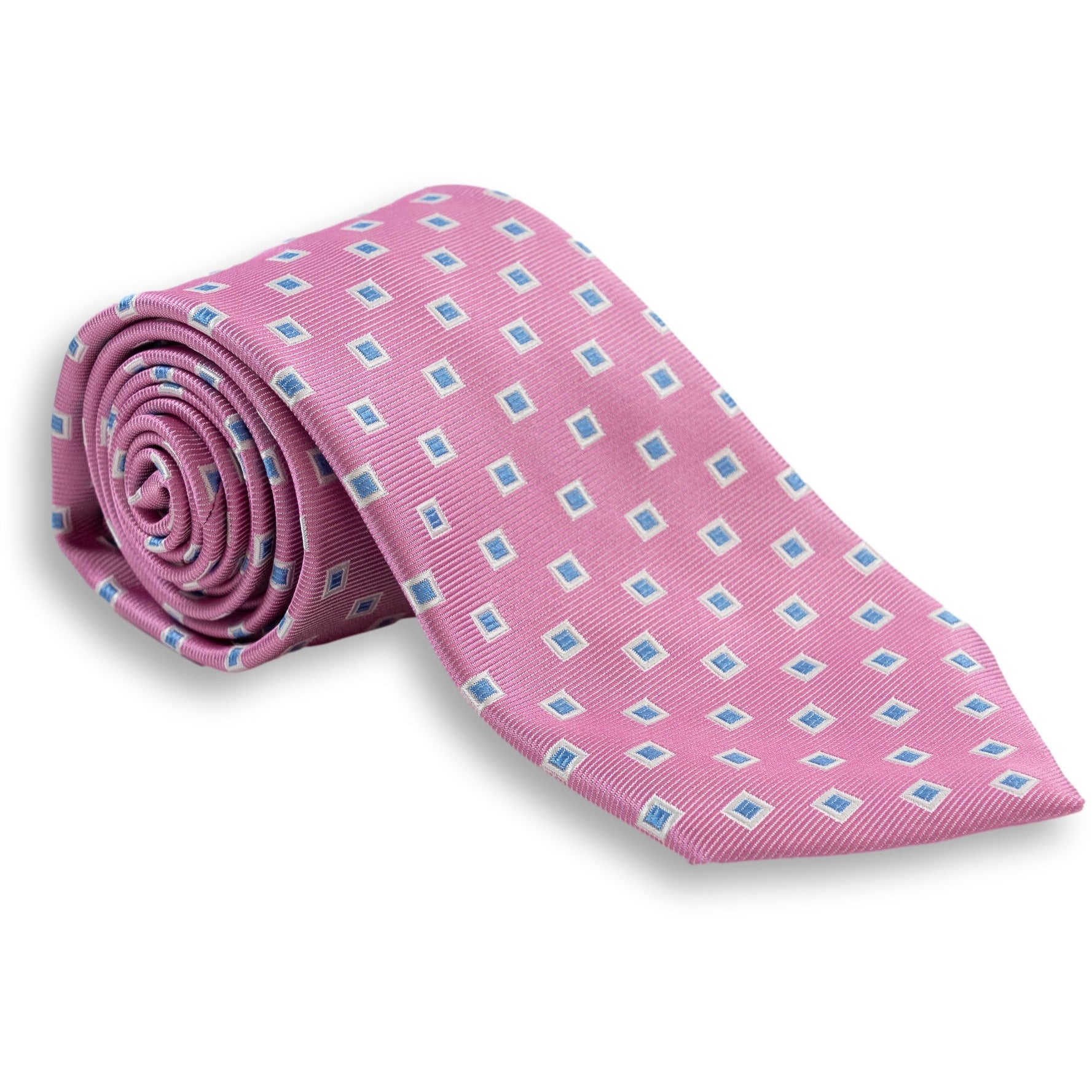 White Bordered Square Woven Silk Tie
