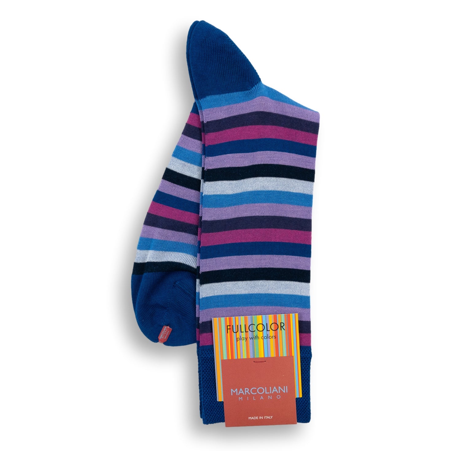 Pima Cotton Rainbow Stripe Mid-Calf Dress Socks