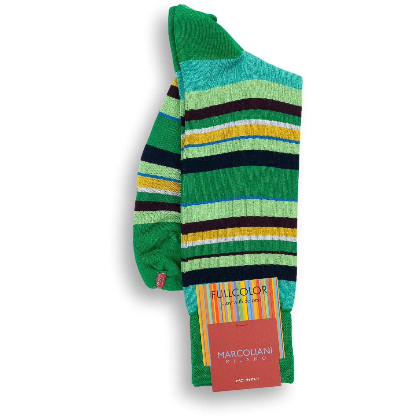 Pima Cotton Multi-Color Stripe Mid-Calf Dress Socks