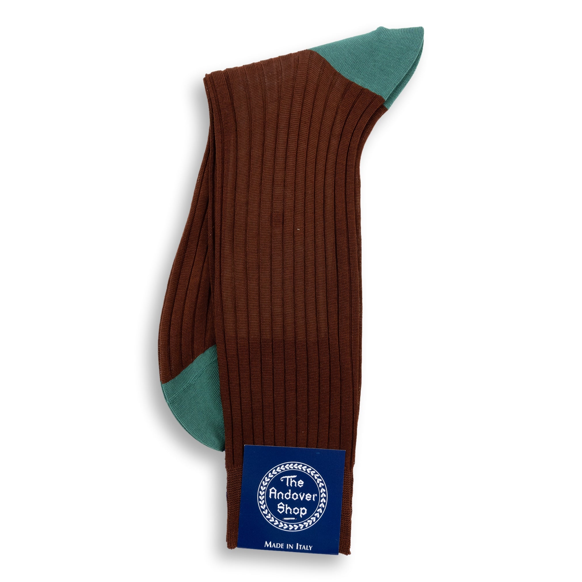 Mid-Calf Cotton Ribbed Two Tone Dress Sock