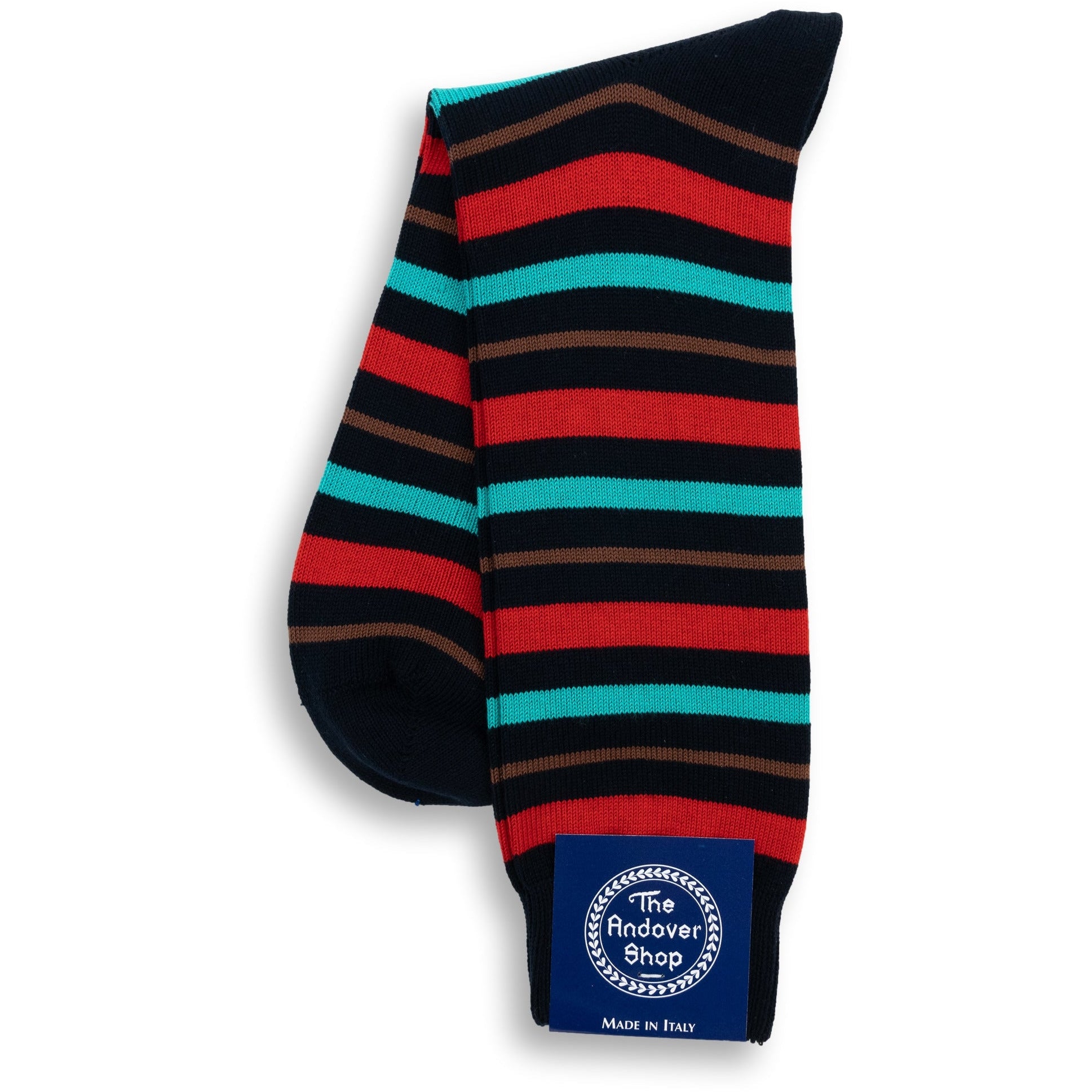 Mid-Calf Cotton Multi-Stripe Dress Sock