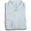 Blue and White Railroad Stripe Button Down Shirt