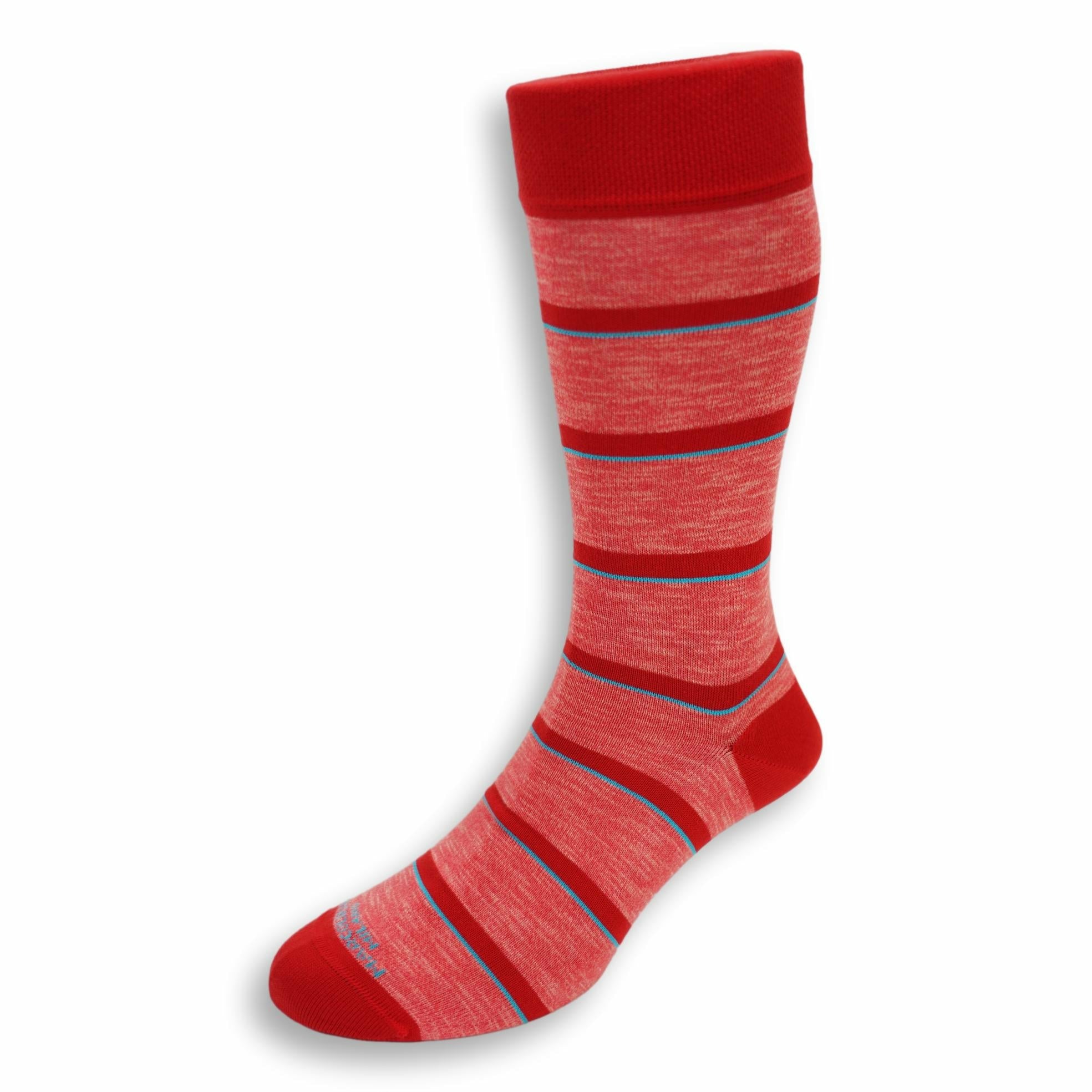 Pima Cotton Fluo Stripe Mid-Calf Dress Socks