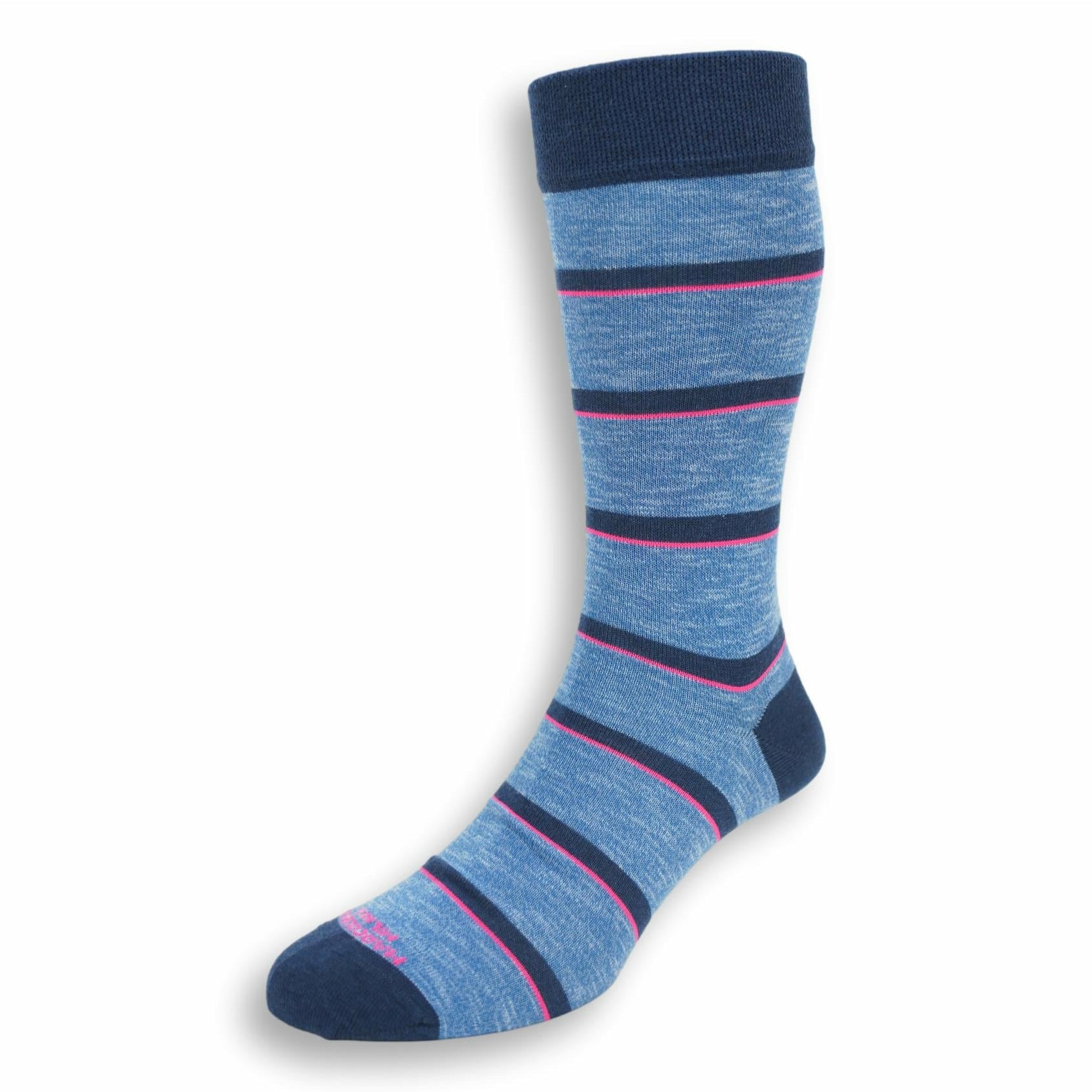 Pima Cotton Fluo Stripe Mid-Calf Dress Socks