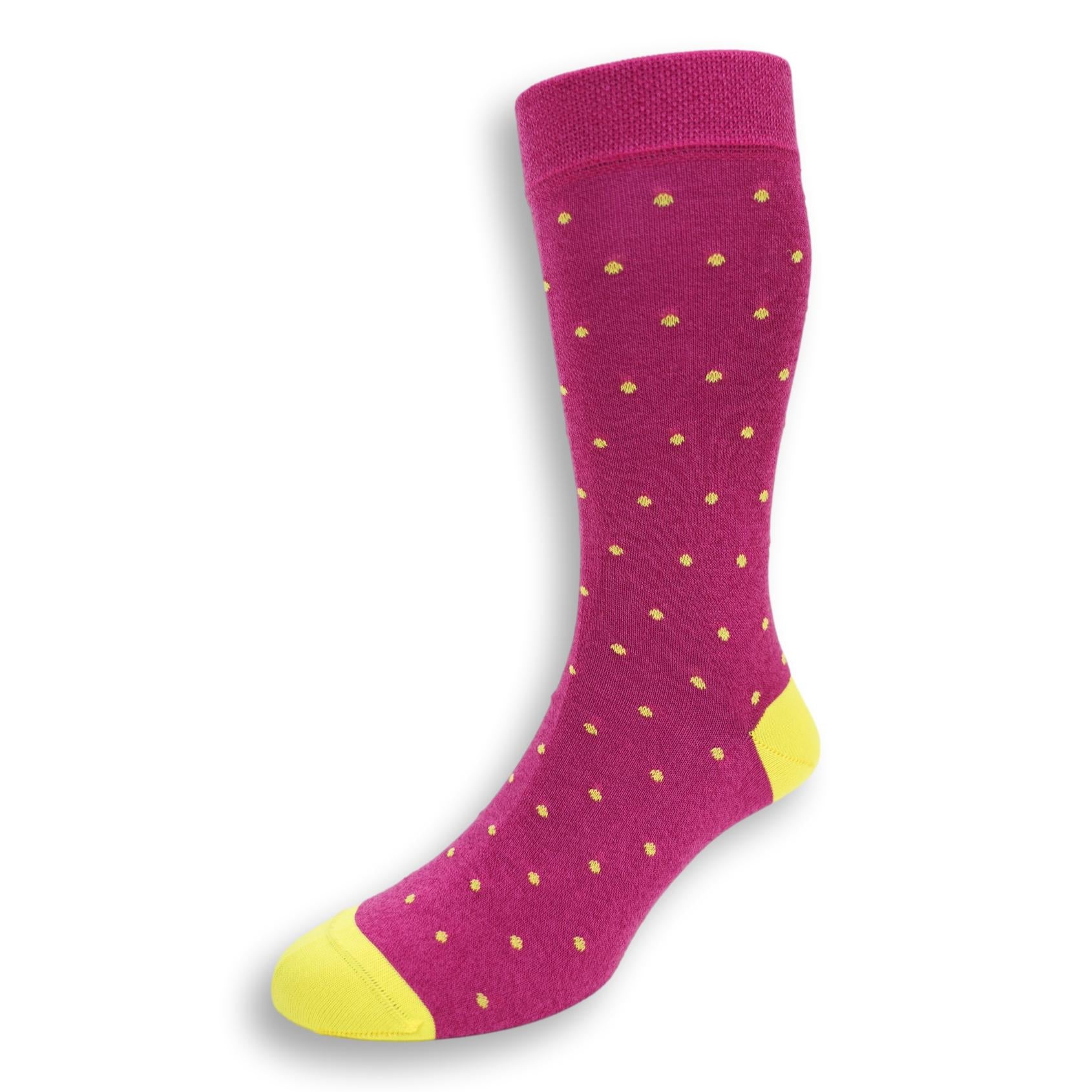 Pima Cotton Fluo Polka Dots Mid-Calf Dress Socks