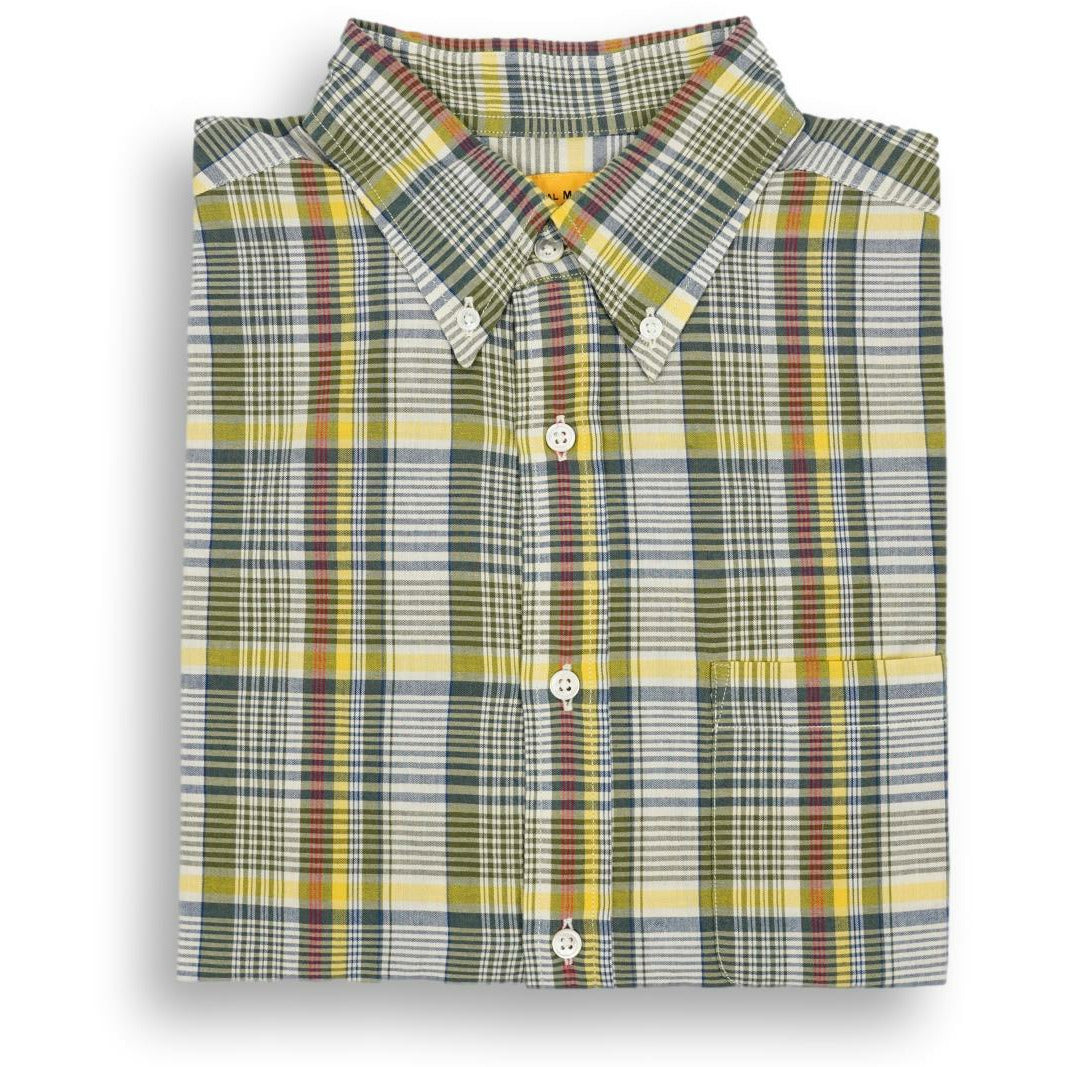 Summer Olive Button Down Madras Sport Shirt