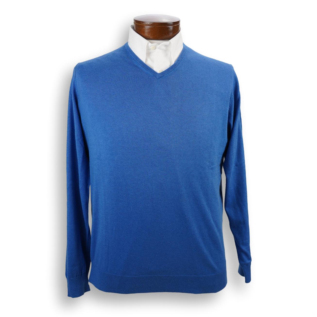 Cotton, Silk, and Cashmere Blend V-Neck Sweater