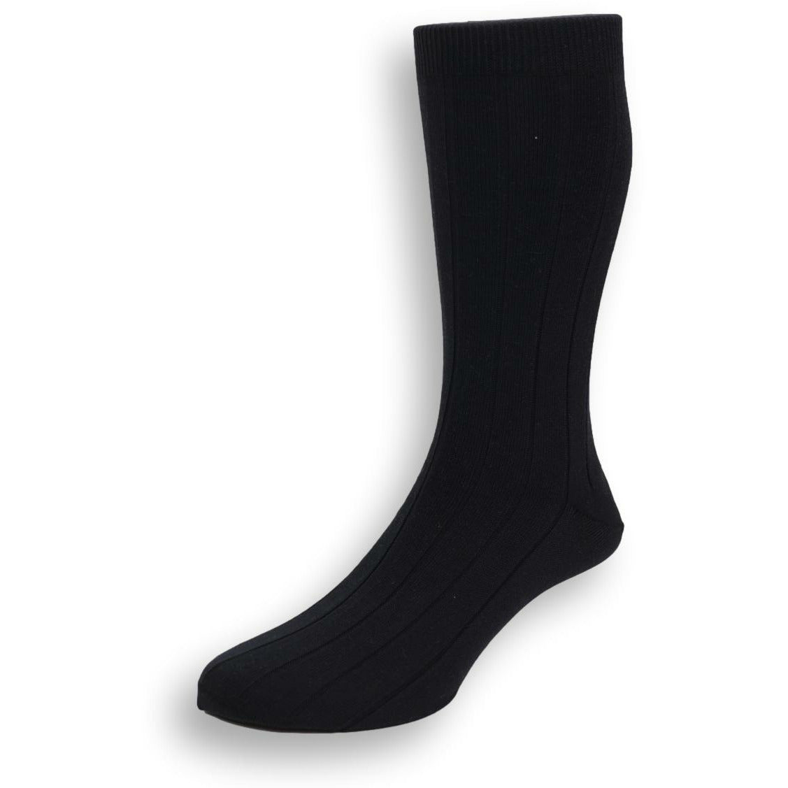 Mid-Calf Ribbed Cotton Dress Sock