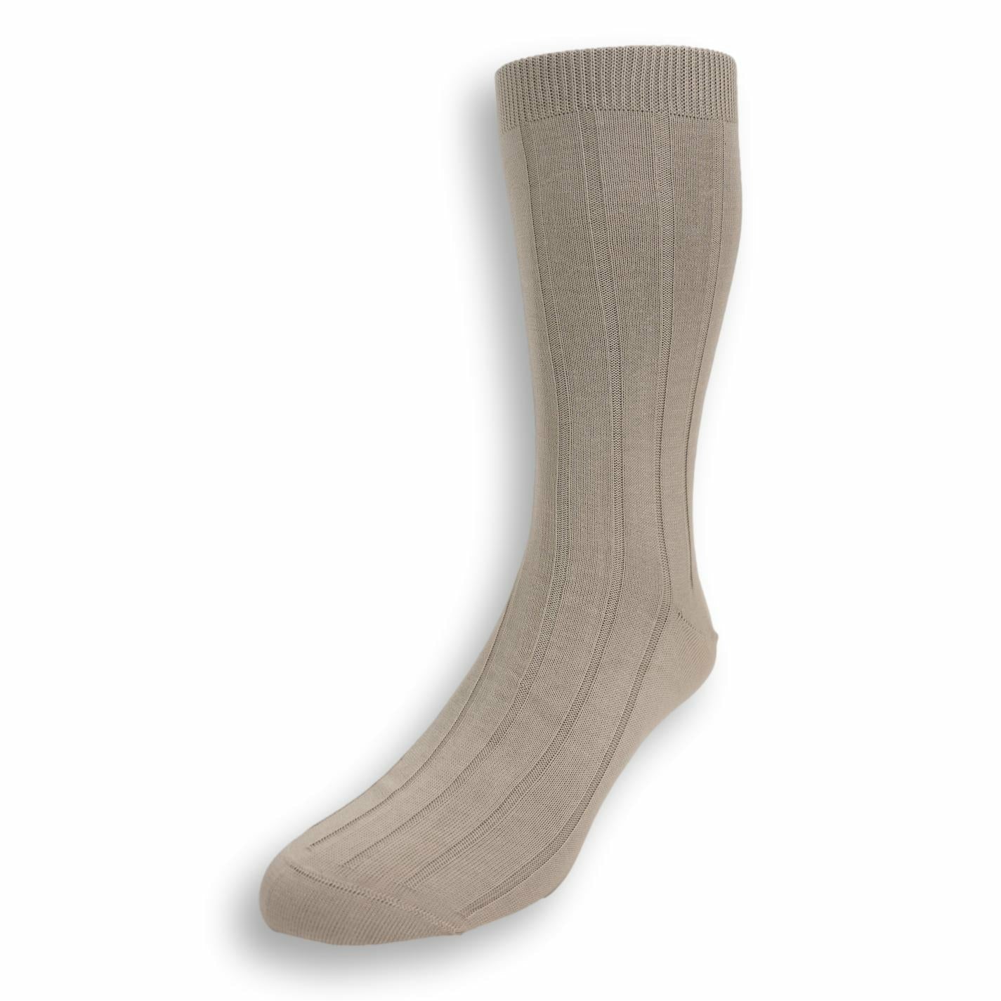 Mid-Calf Ribbed Cotton Dress Sock