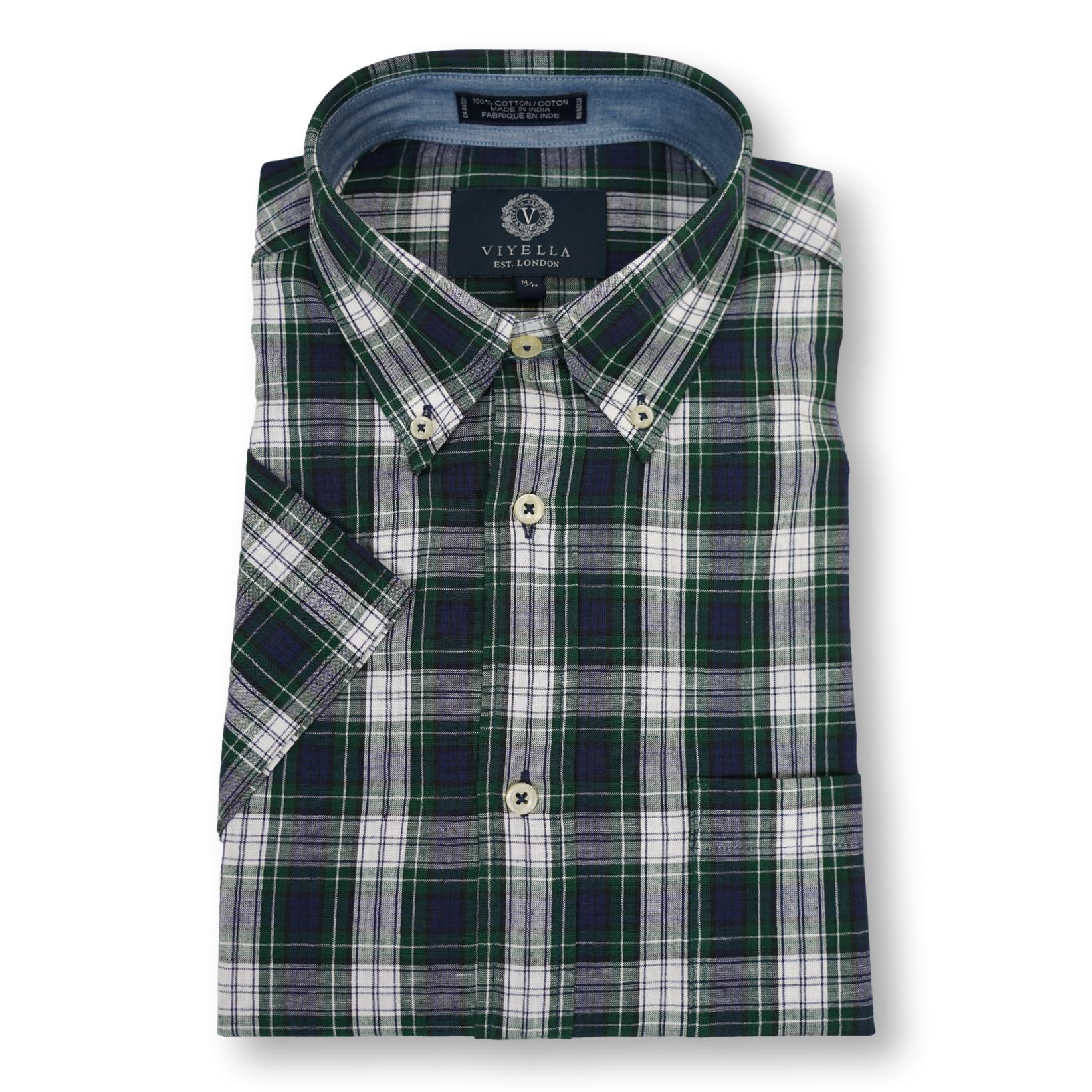 Viyella 100% Cotton Madras Short Sleeve Sport Shirt