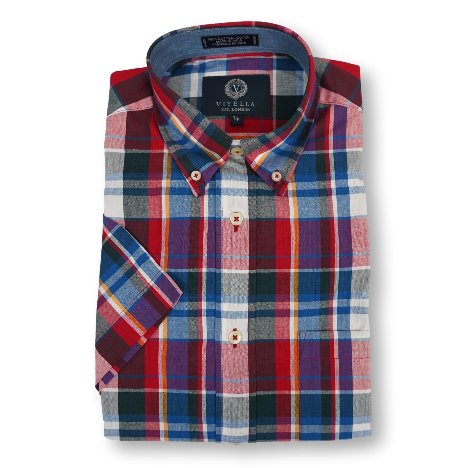 Viyella 100% Cotton Madras Short Sleeve Sport Shirt